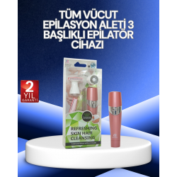 Mey İthalat® 3 Başlıklı Yüz ve Vücut Tüy Temizleme Cihazı Pembe