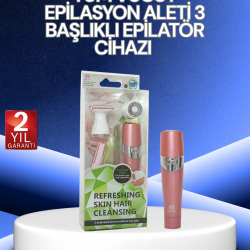 Mey İthalat® 3 Başlıklı Yüz ve Vücut Tüy Temizleme Cihazı Pembe