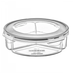 Mey İthalat®  3 Bölmeli Sızdırmaz Contalı Kilitli Kapaklı 1,35 Litre yuvarlak Erzak Saklama Kabı LC-500