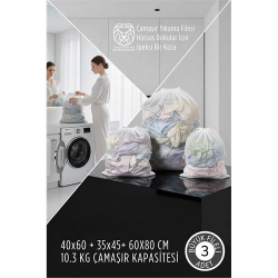 Mey İthalat® 3 boy Lüks Çamaşır Yıkama Filesi Seti - Giysi Koruma Sanatı  10.3 kg kapasite