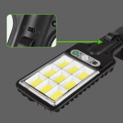 Mey İthalat®  3 Farklı Işık Modlu Güneş Enerjisiyle Şarj Olan Dış Mekan Uyumlu Kumandalı Solar Duvar LEDİ