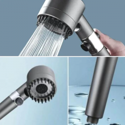 Mey İthalat®  3 Kademeli Turbo Basınçlı Masaj Başlıklı Silikon Fırçalı Duş Başlığı – Yüksek Basınçlı Su Tasarruflu Duş Başlığı