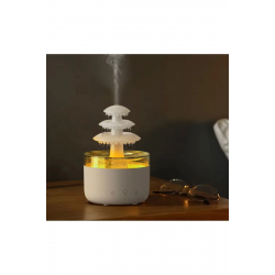 Mey İthalat® 3 Katlı Şelale YAĞMUR Tasarımlı Ultrasonik Aroma Difüzör – 6 Renk LED Işıklı Hava Nemlendirici