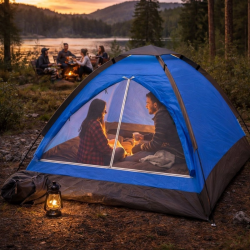 Mey İthalat®  3 Kişilik Manuel Kamp Çadırı – Düz Kapılı Outdoor Aile, Doğa, Piknik ve Kamp Çadırı 200x150x110 cm