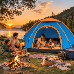 Mey İthalat®  3 Kişilik Yarı Otomatik Kurulum Kamp Çadırı – Suya Dayanıklı, Taşıma Çantalı Outdoor Aile Çadırı, Piknik, Plaj ve Doğa 200x150x110 cm