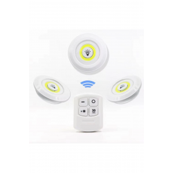 Mey İthalat® 3 Lü Kumandalı Yapışkanlı Kablosuz Pilli Led Spot a Işıldak
