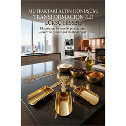 Mey İthalat® 3'lü Lüks Gold Zamak Ölçü ve Baharat Kaşığı Seti - Özel Tasarım 721956
