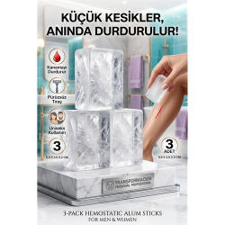 Mey İthalat® 3'lü Paket Kan Durdurucu Kan Taşı | Tıraş ve Kesik İçin Anında  Şap Taşı | Styptic Alum Blok 723125