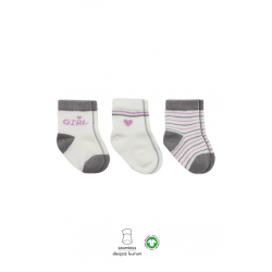 Mey İthalat®   3'Lü Penye Boy And Girl Soket Çorap 10114 Gri