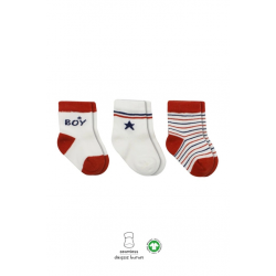 Mey İthalat®   3'Lü Penye Boy And Girl Soket Çorap BS10114 Kırmızı