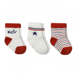 Mey İthalat®   3'Lü Penye Boy And Girl Soket Çorap BS10114 Kırmızı