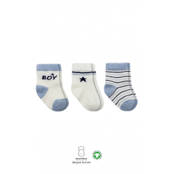 Mey İthalat®   3'Lü Penye Boy And Girl Soket Çorap BS10114 Mavi