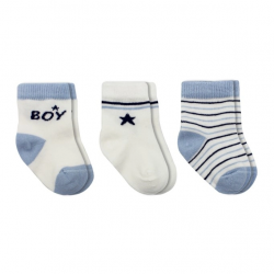 Mey İthalat®   3'Lü Penye Boy And Girl Soket Çorap BS10114 Mavi