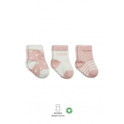 Mey İthalat®   3'Lü Penye Cute Stars Soket Çorap BS10115 Pembe