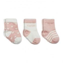 Mey İthalat®   3'Lü Penye Cute Stars Soket Çorap BS10115 Pembe