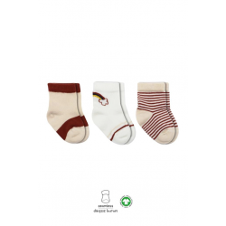 Mey İthalat®   3'Lü Penye Rainbow Soket Çorap BS10113 Kiremit