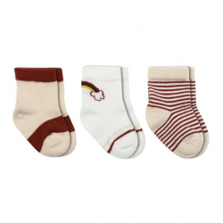 Mey İthalat®   3'Lü Penye Rainbow Soket Çorap BS10113 Kiremit