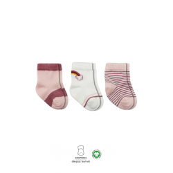 Mey İthalat®   3'Lü Penye Rainbow Soket Çorap BS10113 Pudra