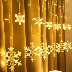 Mey İthalat® 3 Metre Saçaklı Kar Tanesi Perde LED