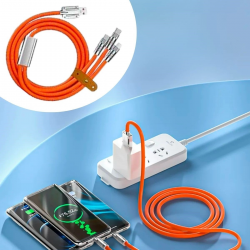 Mey İthalat®   3 Şarj Aleti 1 Arada Çinko Alaşım Hızlı Şarj Kablosu Turuncu