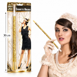 Mey İthalat® 30 cm Altın Gold Payetli Sigara Tutacağı – 1920’ler Gatsby Parti Aksesuarı