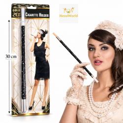 Mey İthalat® 30 cm Siyah Payetli Sigara Tutacağı – 1920’ler Gatsby Parti Aksesuarı
