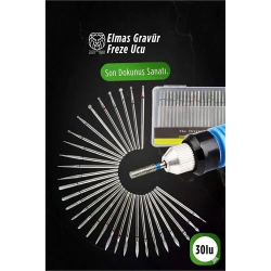 Mey İthalat® 30'lu Elmas Gravür Freze Ucu Seti | Dre mel Uyumlu Metal Cam Ahşap İşleme 722925