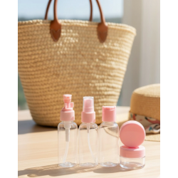 Mey İthalat® 30 ml 5’li Seyahat Banyo Şişe Seti Çantalı