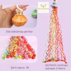 Mey İthalat® 30 Şeritli Renkli Elle Atılan Konfeti – 5 Metre Uzayan Şerit Konfeti 1 Adet