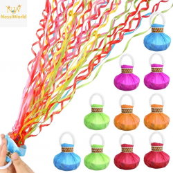 Mey İthalat® 30 Şeritli Renkli Elle Atılan Konfeti – 5 Metre Uzayan Şerit Konfeti 1 Adet