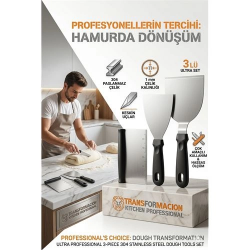 Mey İthalat® 304 Inox Paslanmaz Çelik 3’lü Hamur Kesici ve Spatula Seti - Ultra Profesyonel Seri 723143