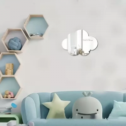 Mey İthalat® 30x20 cm Bulut Formlu Kırılmaz Pleksi Duvar Aynası - Çocuk Odası Güvenli Ayna