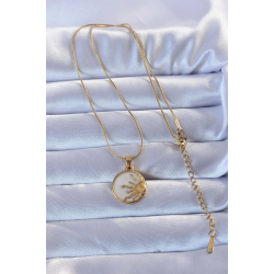 Mey İthalat® 316L Altın Renk Mineli Parlayan Güneş Kolye