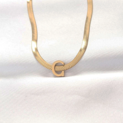Mey İthalat® 316L Çelik C Harfli Gold Renk İtalyan Zincirli Kolye
