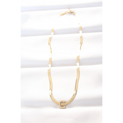 Mey İthalat® 316L Çelik C Harfli Gold Renk İtalyan Zincirli Kolye