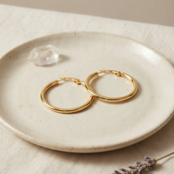 Mey İthalat® 316L Çelik Gold Renk 28 mm Halka Küpe
