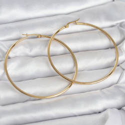 Mey İthalat® 316L Çelik Gold Renk 60 mm Halka Kadın Küpe