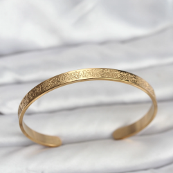 Mey İthalat® 316L Çelik Gold Renk Ayetel Kürsi Yazılı Bileklik