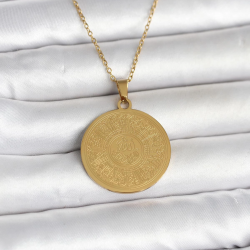 Mey İthalat® 316L Çelik Gold Renk Ayetel Kürsi Yazılı Kolye