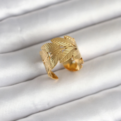 Mey İthalat® 316L Çelik Gold Renk Başak Modeli Kadın Yüzük