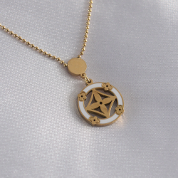 Mey İthalat® 316L Çelik Gold Renk Çiçek Figür Kadın Kolye