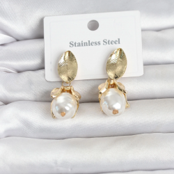 Mey İthalat® 316L Çelik Gold Renk Çiçek Model Kadın Küpe