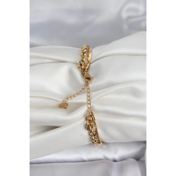 Mey İthalat® 316L Çelik Gold Renk Dorika ve İtalyan Zincirli Model Kadın Bileklik