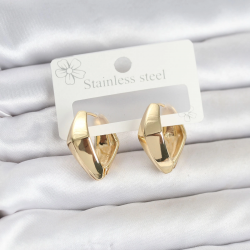 Mey İthalat® 316L Çelik Gold Renk Elmas Model Halka Kadın Küpe