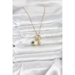 Mey İthalat® 316L Çelik Gold Renk Gece Gündüz Tema Charmlı Kadın Kolye