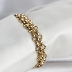 Mey İthalat® 316L Çelik Gold Renk Hasır Zincir Model Kadın Bileklik