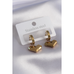 Mey İthalat® 316L Çelik Gold Renk Kalp Model Kadın Küpe