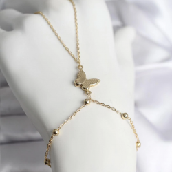 Mey İthalat® 316L Çelik Gold Renk Kelebek Model Kadın Şahmeran