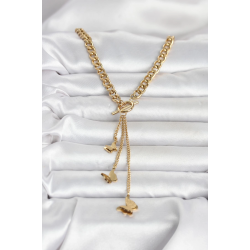 Mey İthalat® 316L Çelik Gold Renk Kelebek Sallantılı Kadın Kolye