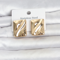 Mey İthalat® 316L Çelik Gold Renk Plaka Model Kadın Küpe